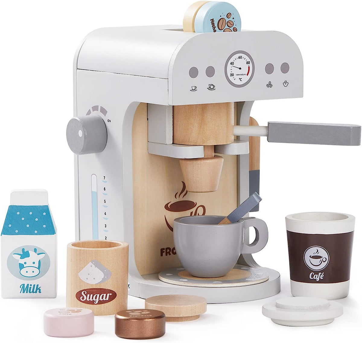 Leo & Friends Wooden Coffee Maker Set - 6 Piece Coffee Grinder Kit for –  Leo And Friends Toys USA