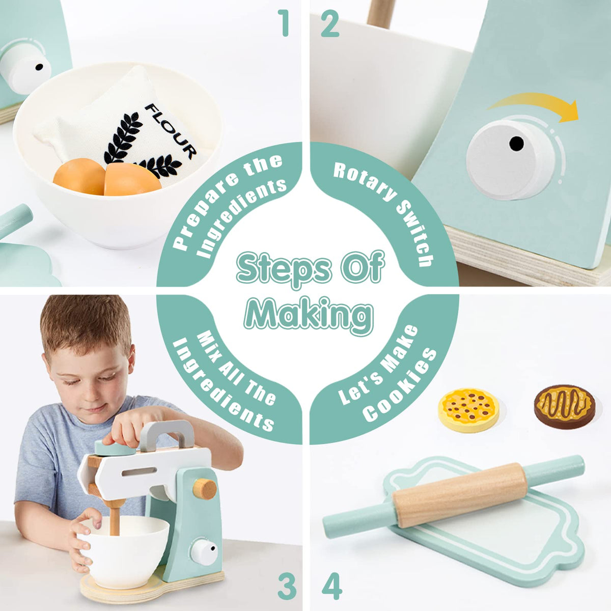 Labebe - Wooden Toy Mixer Set