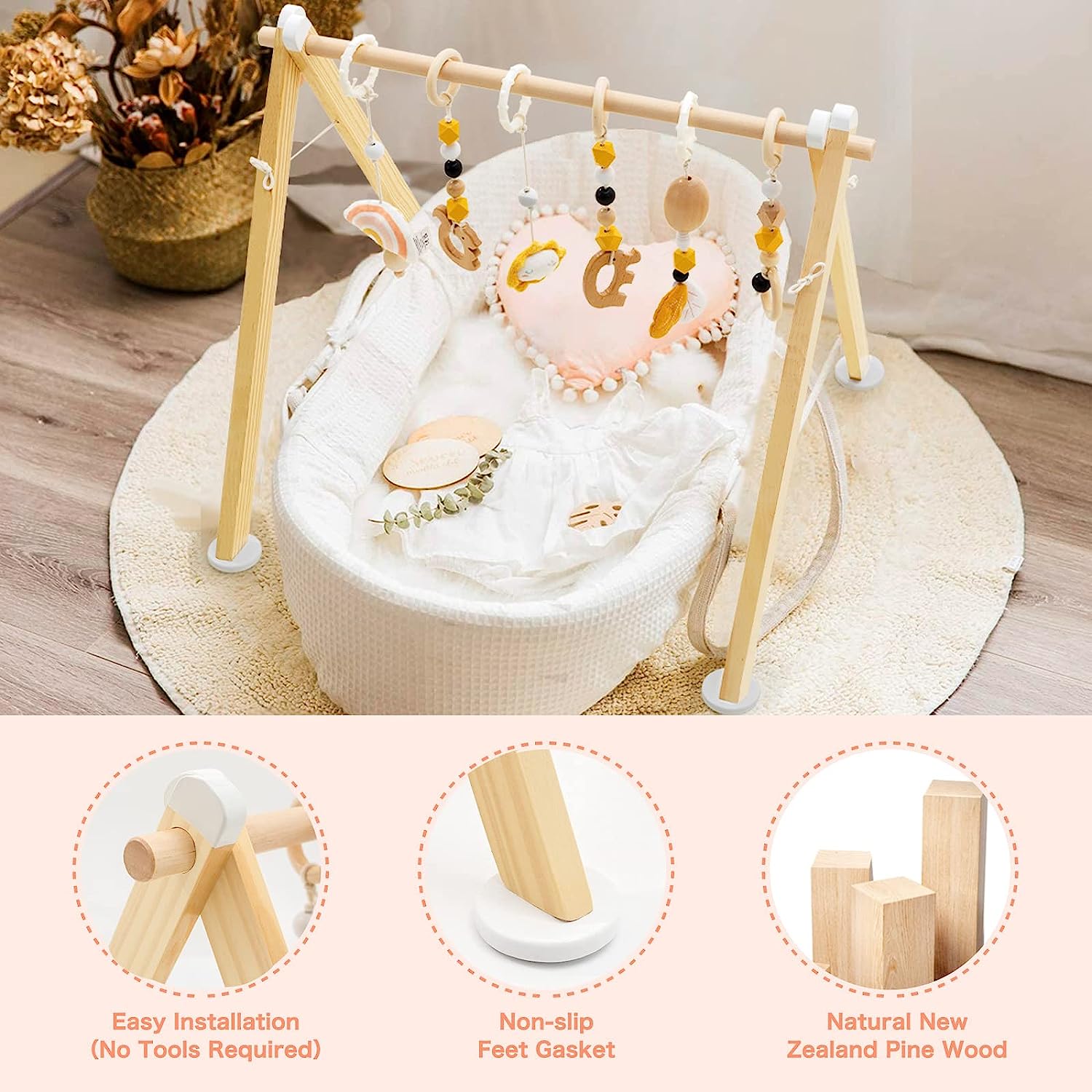 Labebe - Wooden Baby Gym with 6 Hanging Toys – labebe