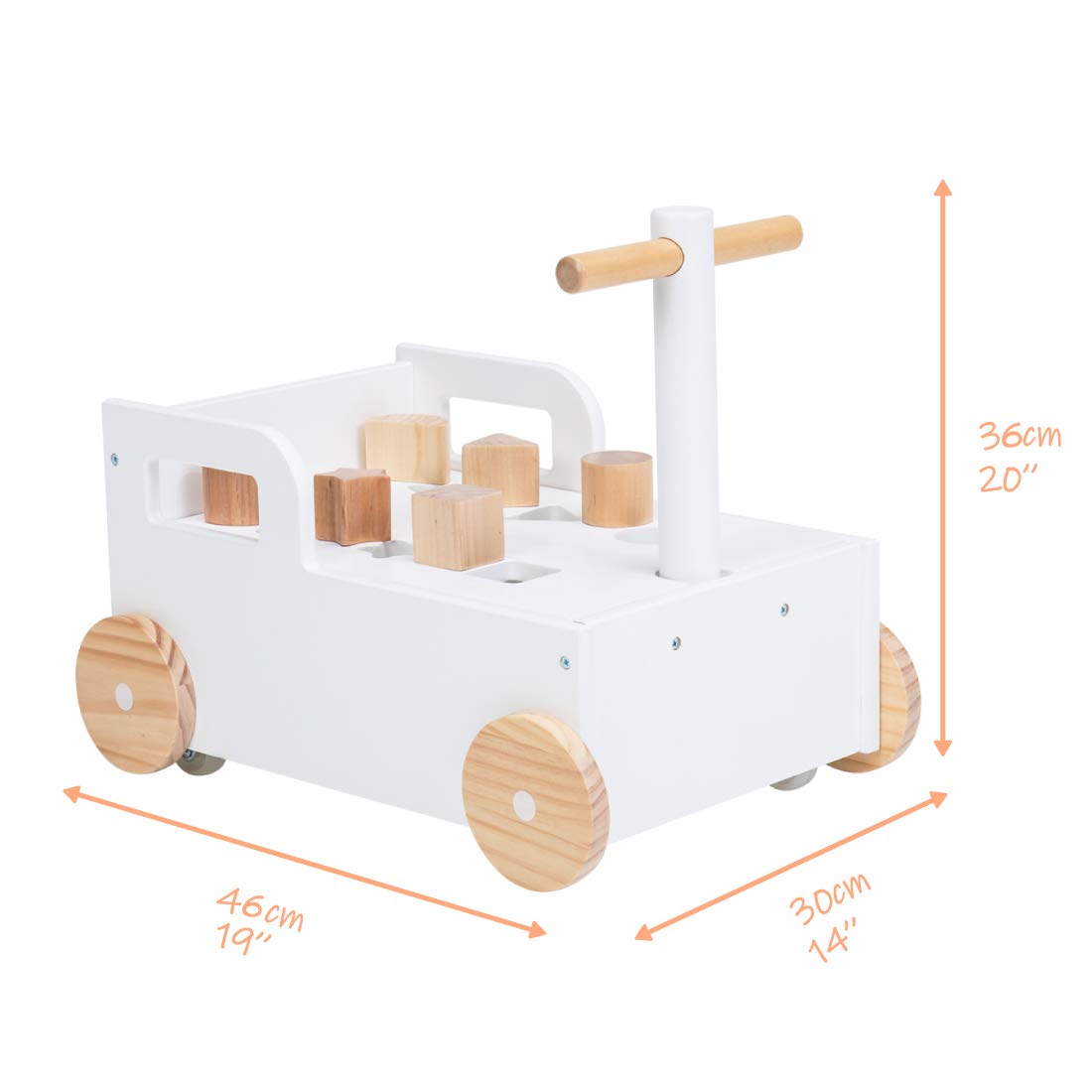Labebe - Baby Learning Walker Wooden Strollers with Blocks