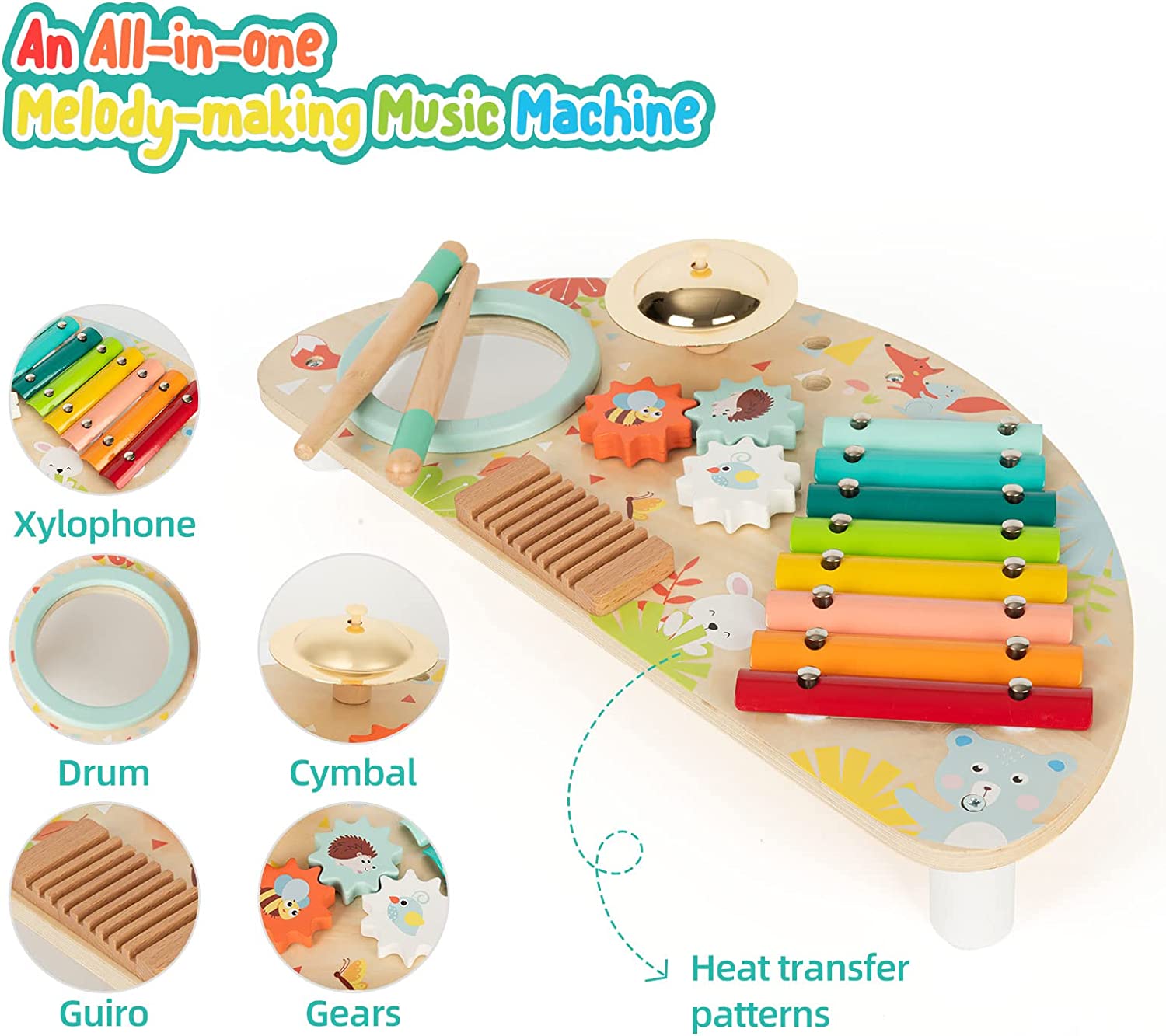 Labebe - Wooden Montessori Toys  All-in-one Musical Toys for Toddlers 1-3