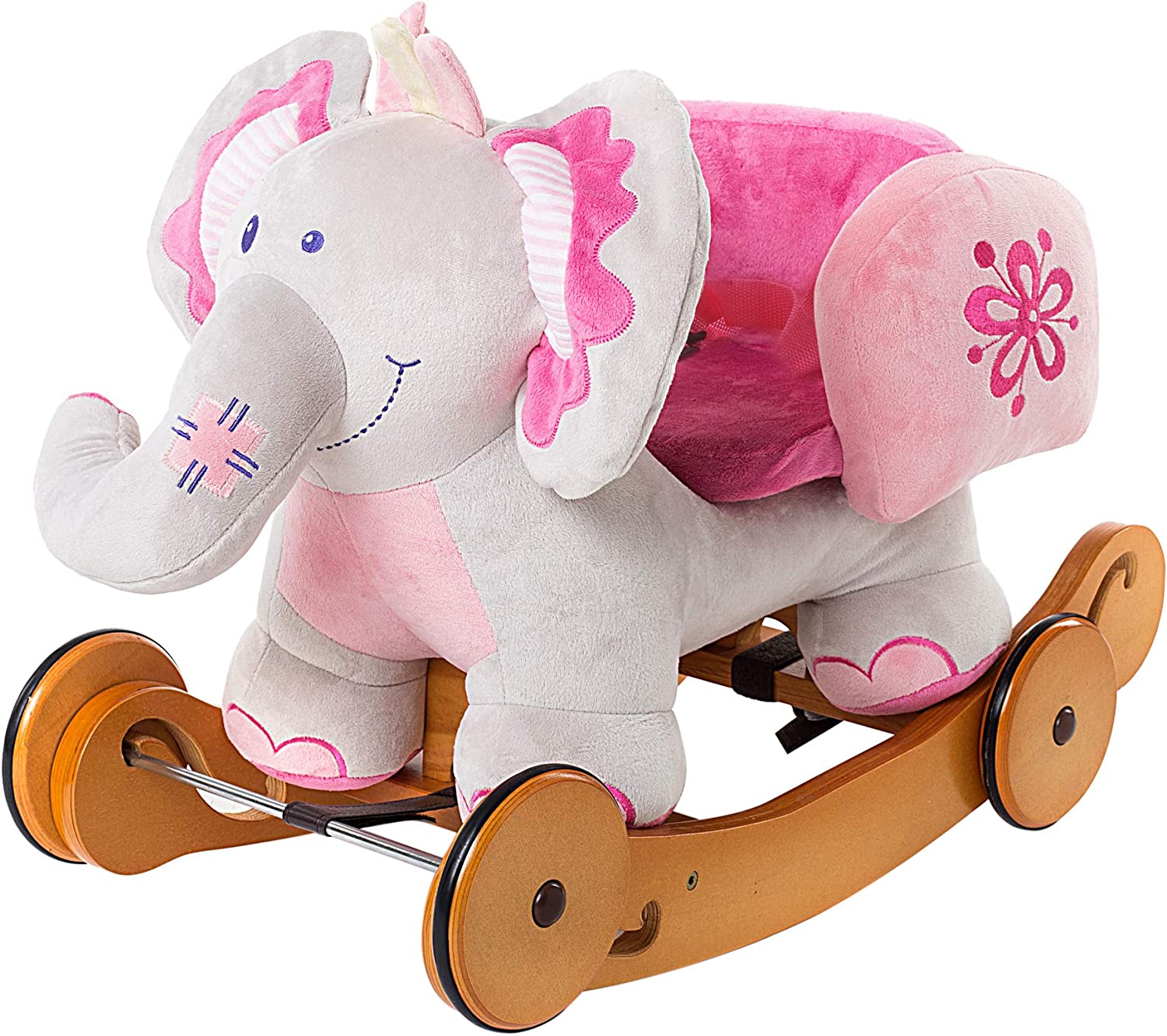 Labebe - Plush Elephant Rocking Horse - Pink/Blue