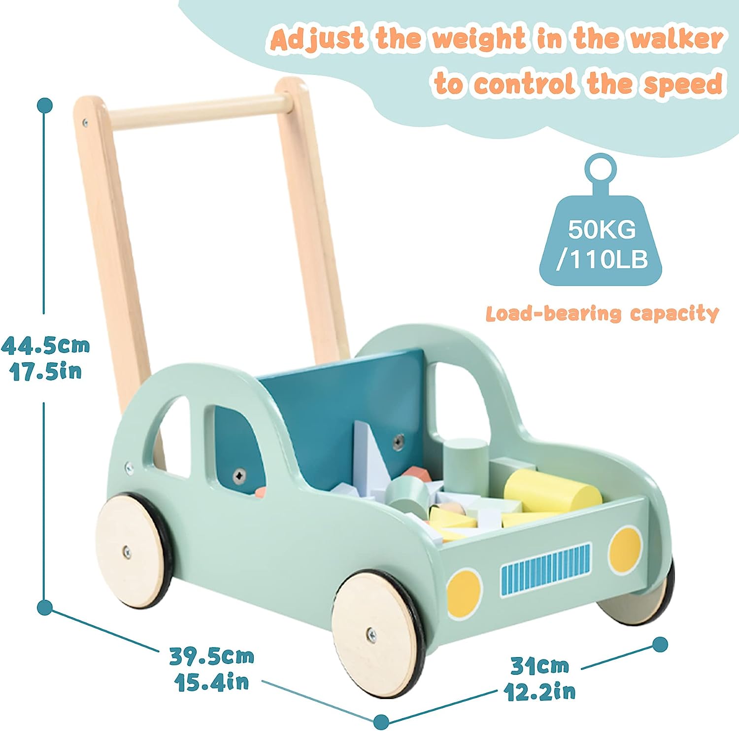 Labebe  -  wooden car building blocks baby walker