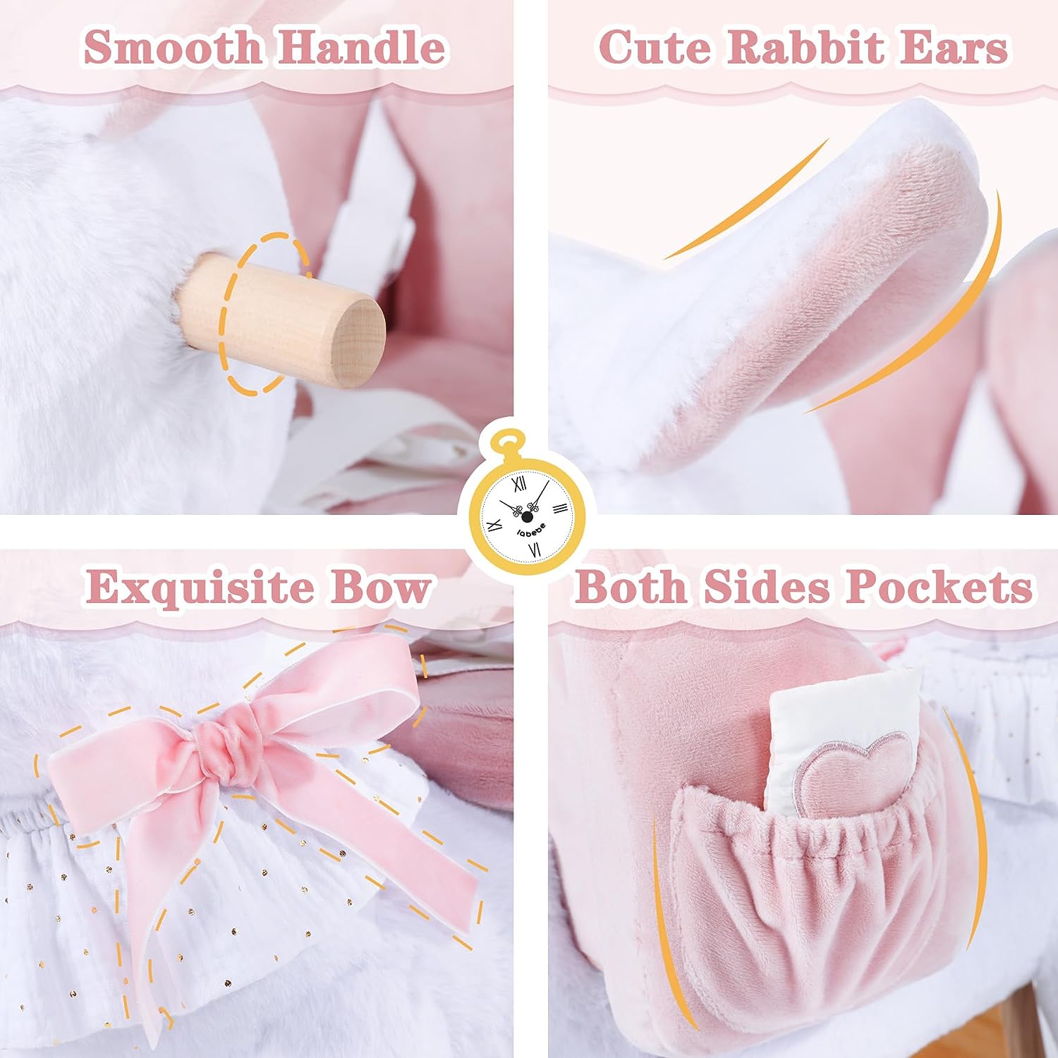 Labebe-Baby Rabbit Rocking Horse Pink