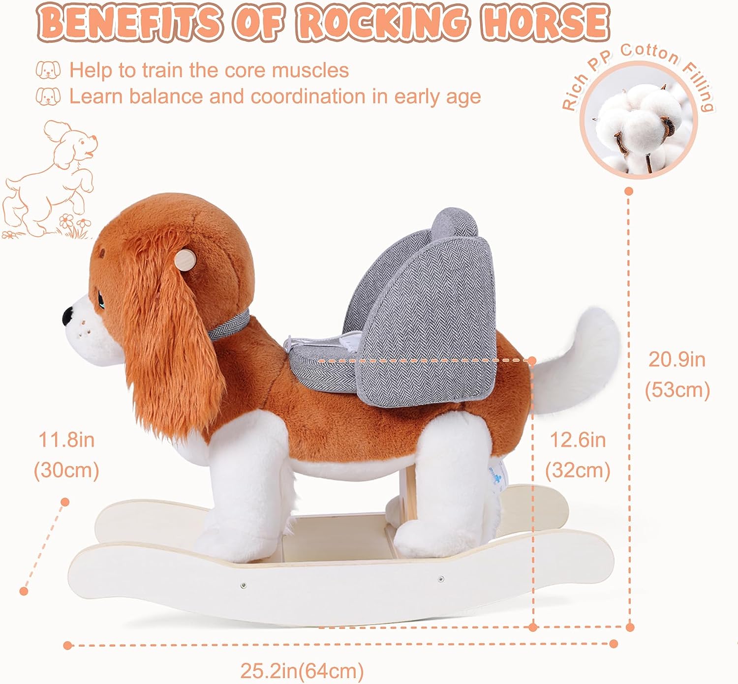 Labebe-Plush Dog Rocking Horse Brown