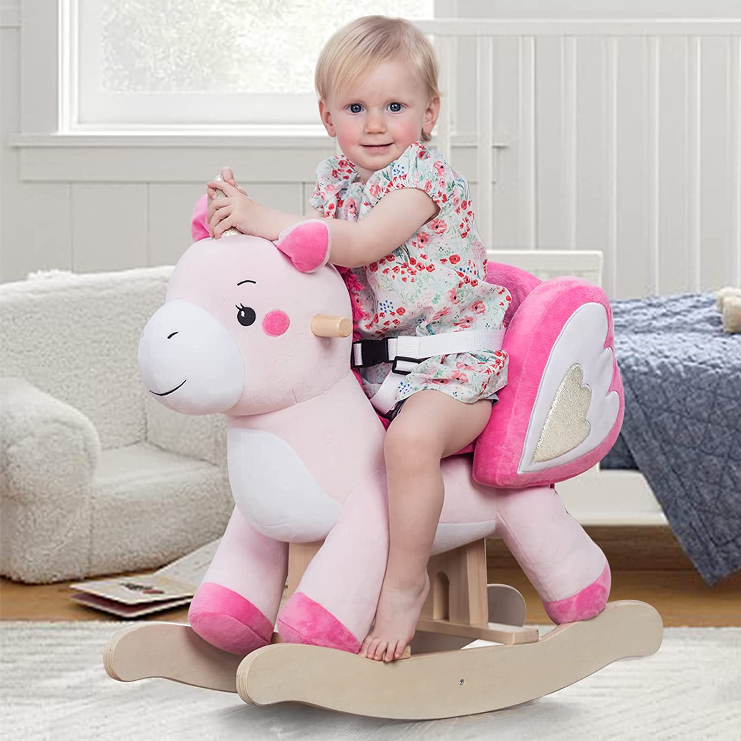 Labebe   -  Baby Rocking Horse-Ride Plush Unicorn Rocker