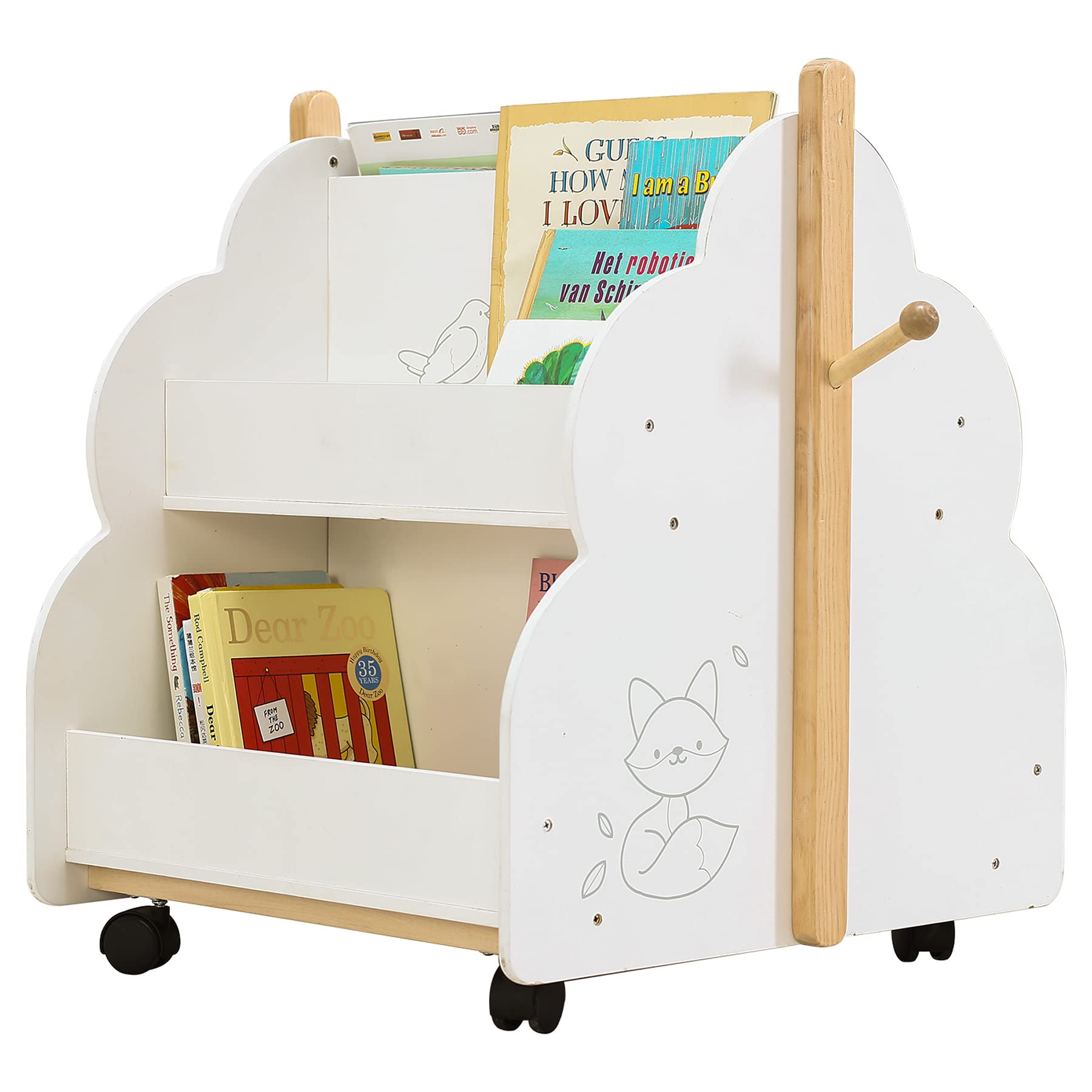 Labebe  - baby wooden double-sided bookshelf on wheels