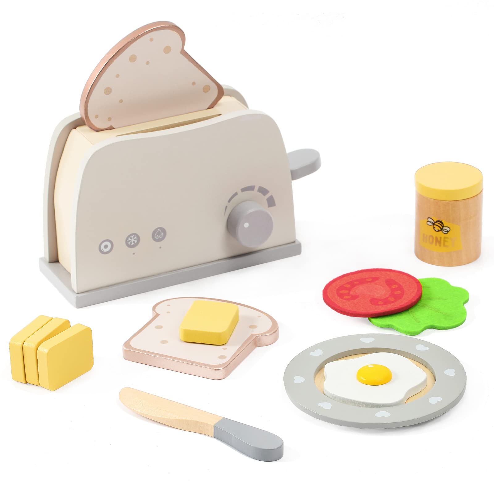 Labebe - Pop up Toaster Wood Play Kitchen Playset